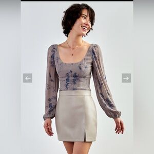 Wilfred Gray Floral Long Sleeve Blouse